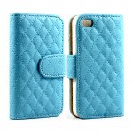 Wholesale iPhone 5C Quilted Flip Leather Wallet Case (Blue)